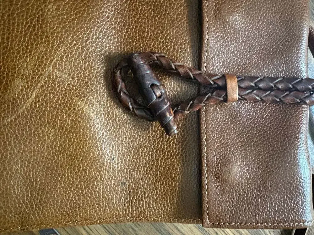 Vintage Brown Pebbled Leather Travel Wallet Organizer with Toggle Closure
